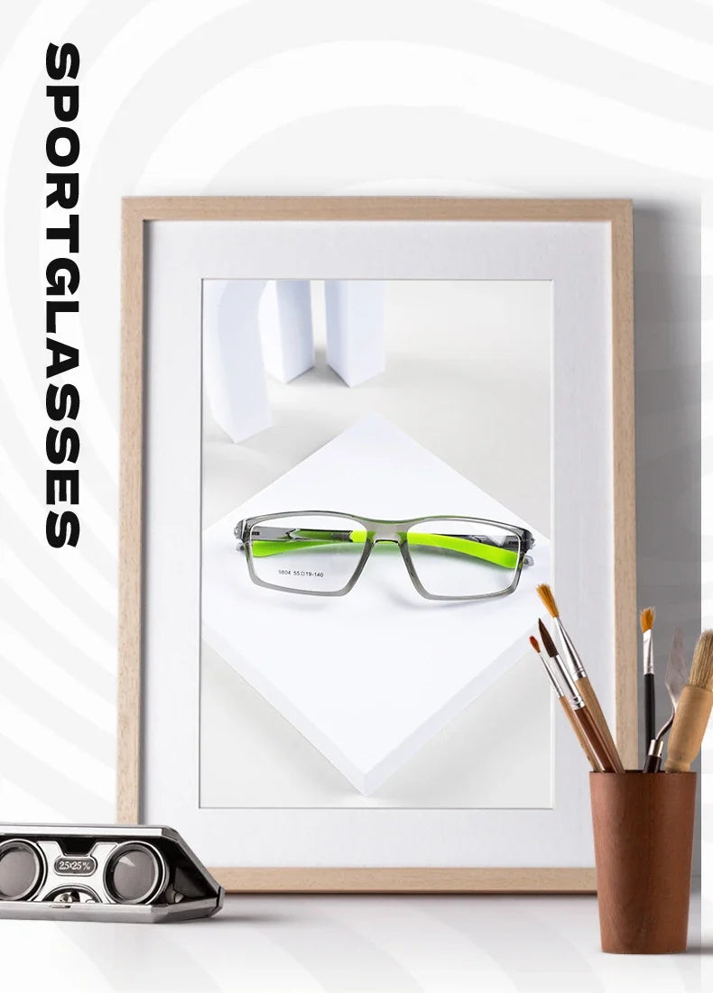 Geometry Sports Men Women Running Anti-dropout Reading Glasses TR90 Prescription Anti Blue Light Myopia Customized 9804