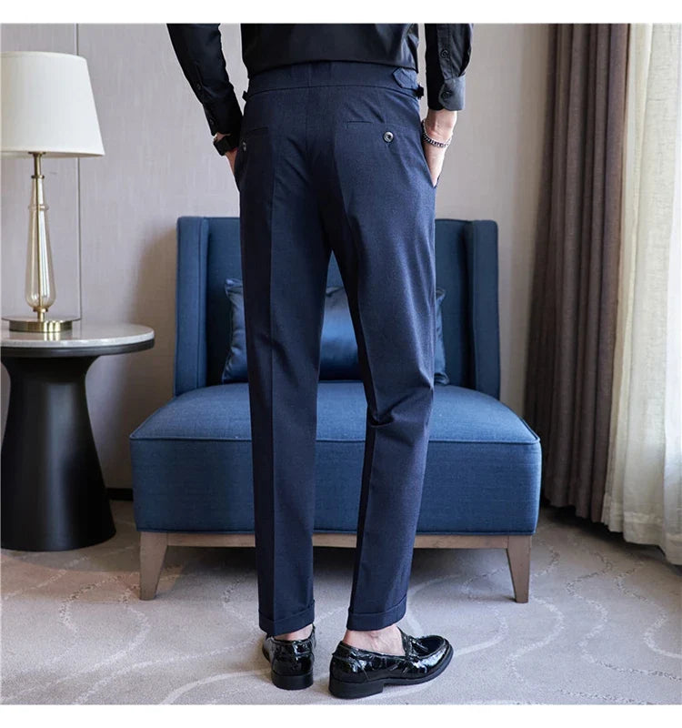 High-quality 2024 Men's Naples Trousers, Men's High-waisted Casual Pants Slim-fit Suit Trousers 28-38 Classic Formal Dress Pants
