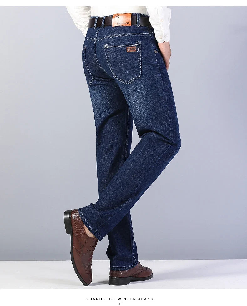2026 New Men's Stretch Regular Fit Jeans Business Casual Classic Style Fashion Denim Trousers Male Black Blue Gray Pants