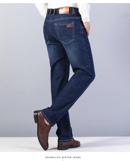 2026 New Men's Stretch Regular Fit Jeans Business Casual Classic Style Fashion Denim Trousers Male Black Blue Gray Pants