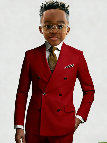 Many Colors Boys Slim Fit Suits 2 Pieces Jacket Pants Banquet Party Wear Long Sleeve Handsome Kids Suit Set Wedding Outfit