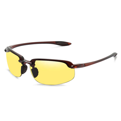Rimless Polarized Sports Sunglasses Men&Women Tr90 Frame for Running Fishing Baseball Driving （8001）