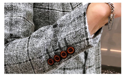 Men Checked Suit Jacket 2023 Spring New Linen Slim Suit Jacket Fashion One-button Business Casual Jacket Large M-5XL Suit Jacket