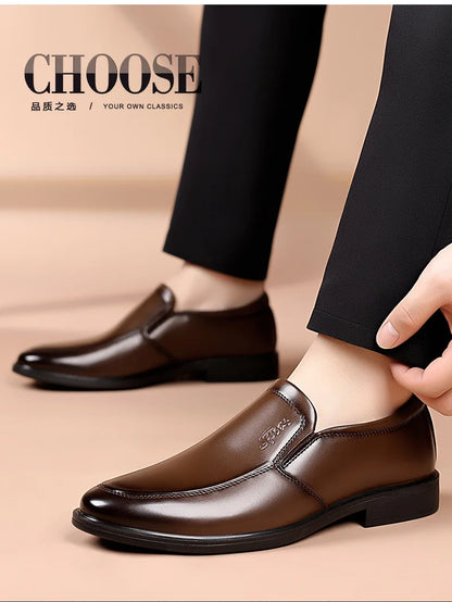 New Designer Soft Leather Shoes for Men Solid Color Fashion Business Casual Shoes Male Spring Autumn New Dress Shoe Man
