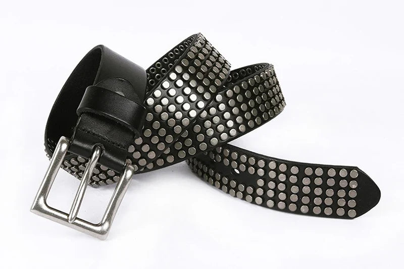 Top Heavy Metal Genuine Leather Belt Men Cowskin Cowboy Belt Ceinture Homme Punk Jeans Strap Wide Cinturon Mujer Waistband