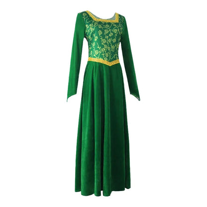 Cosplay Shrek Costume Anime Fiona Princess Dress Wig Woman Long Sleeves Green Dress Halloween Cosplay Halloween Carnival Clothe
