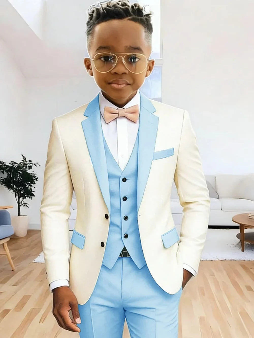 Multi-colors Boys Suits 3 Pieces Jacket Vest Pants Wedding Ring Bearer Outfit Handome Slim Fit Tuxedo For Birthday Party