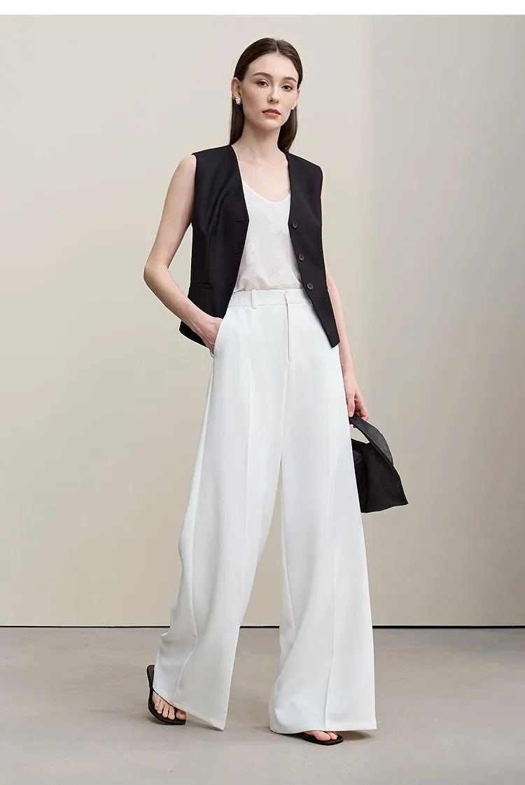 Women's Vests 2026 Autumn New Versatile V-neck Tailored Waist Vest Women's Single Breasted Short Sleeveless Top 12641036