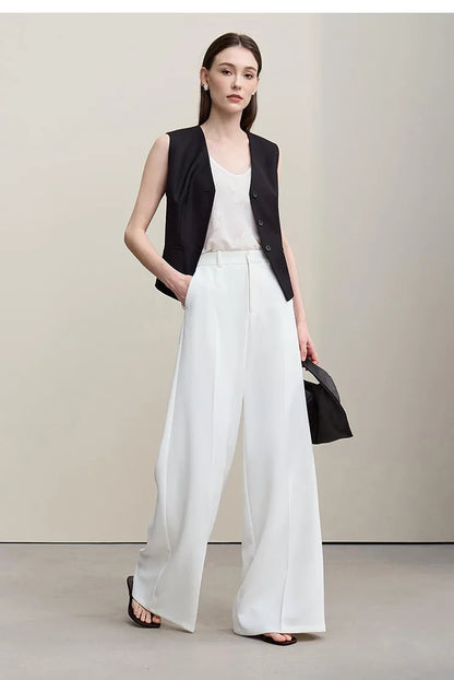 Women's Vests 2026 Autumn New Versatile V-neck Tailored Waist Vest Women's Single Breasted Short Sleeveless Top 12641036