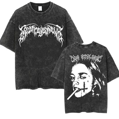 Retro Washed Playboi Carti I AM MUSIC Logo T Shirt Opium Ken Carson Narcissist Tour Antagonist Rap T-shirts Men's Oversized Tees