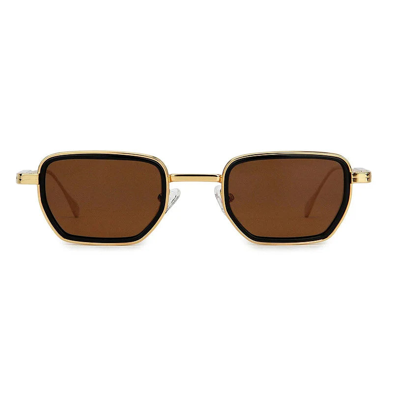 Vintage High-end Metal Steampunk Sunglasses Men Square Polarized Sun Glasses Women Stylish Retro Brand Shades Male Female UV400