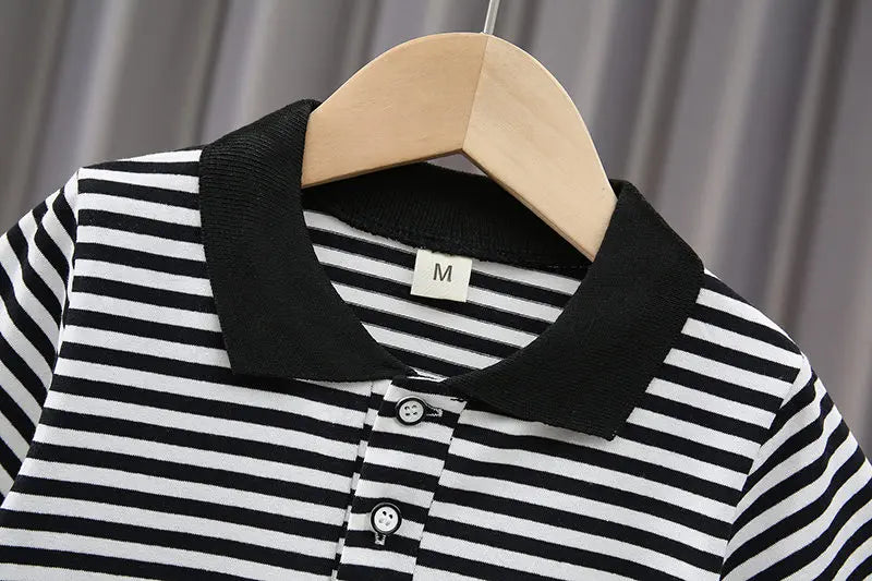 New Baby Boys Girls Summer Outwear Cotton Strips Sports Suit Infant T Shirt Shorts Children Clothing Tracksuits Sets Outwear
