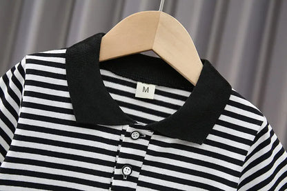 New Baby Boys Girls Summer Outwear Cotton Strips Sports Suit Infant T Shirt Shorts Children Clothing Tracksuits Sets Outwear