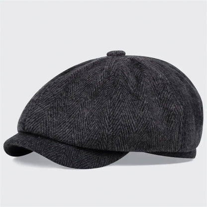 High Quality Winter Retro British Style Newsboy Cap Men Vintage Luxury Unisex New Octagonal Flat Cap Cotton Ascot Caps Beanie