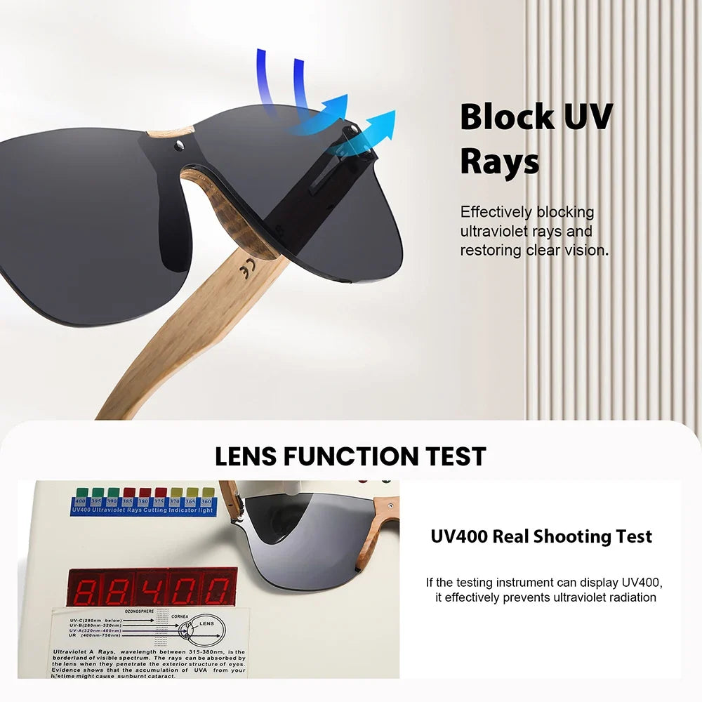 Eco-Friendly Retro Oak Sunglasses UV400 Wooden Sunglasses for Men and Women Universal Fashion Anti-Blue Lens 8031