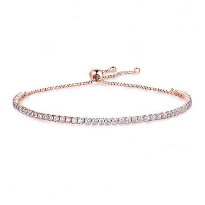 2mm Round Full Moissanite Diamond Tennis Bracelet for Women 925 Sterling Silver Plated 18K Gold Adjustable Wrist Chain Jewelry