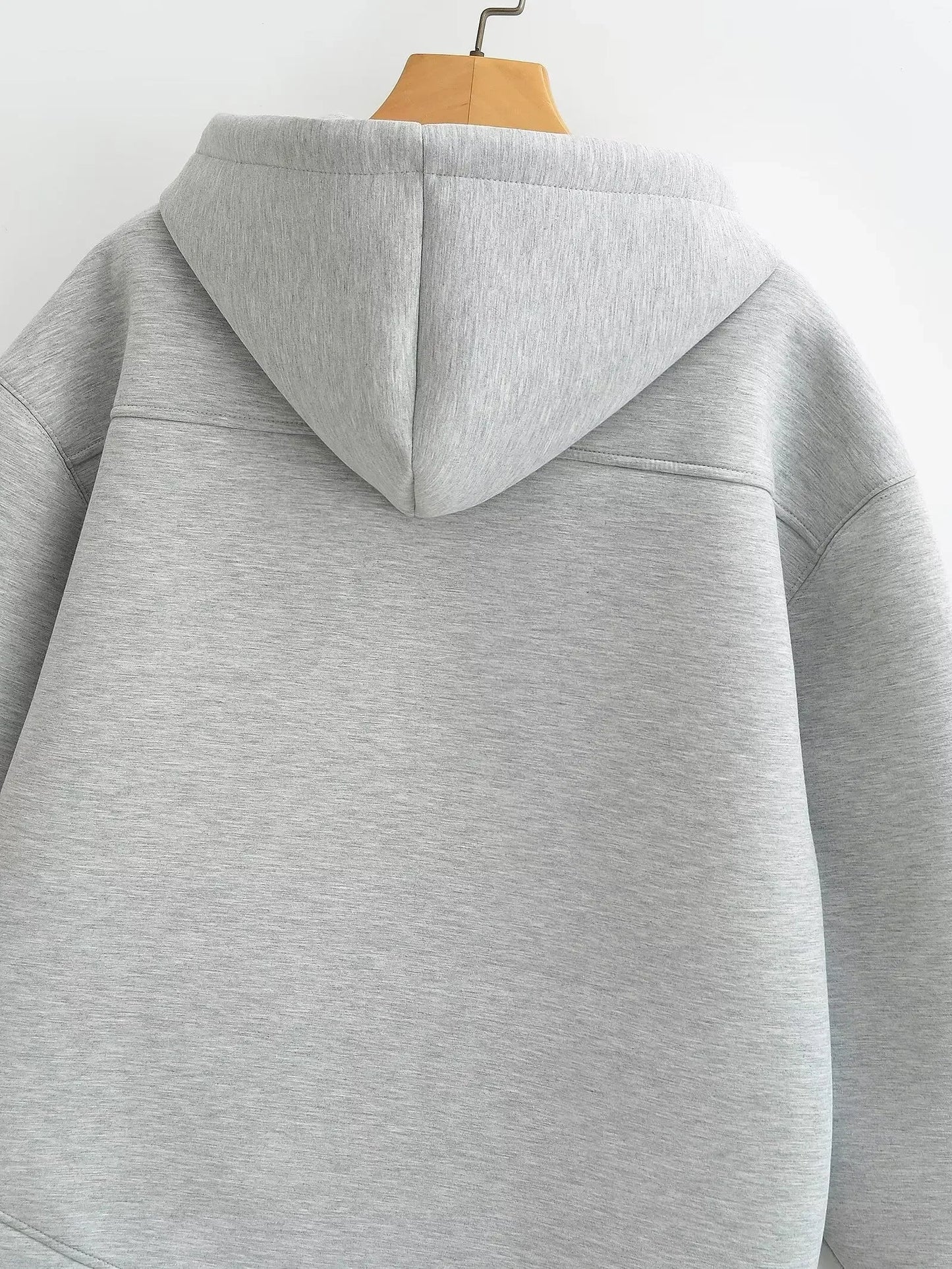 Autumn Women Casual Hooded Jacket Loose Oversize Zipper Hoodie Sweatshirts Solid Coat Office Lady Chic Outwear Tops