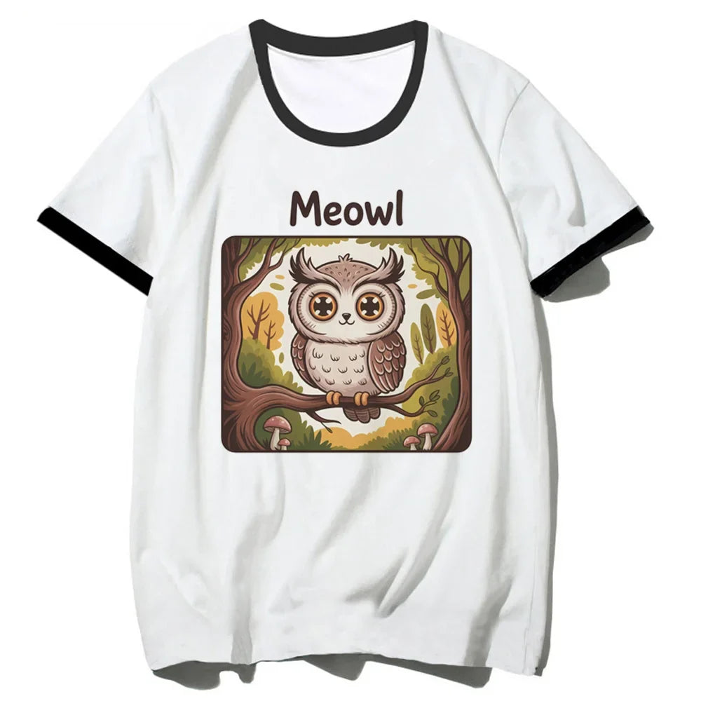 Meowl t-shirt girl 2000s Digital Retro korean clothes Classic Gothic shirt 2000s hip hop Graphic Grunge Pop Culture aesthetic