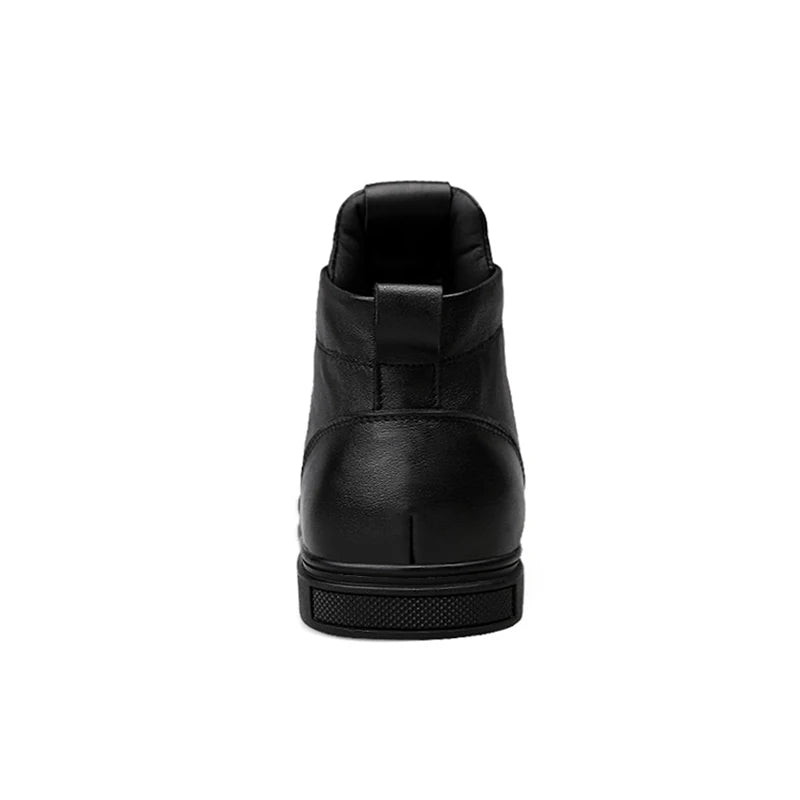Winter Genuine Leather Boots Men Ankle Casual High Top Skateboarding Shoes Cow Leather Big Size 47 48