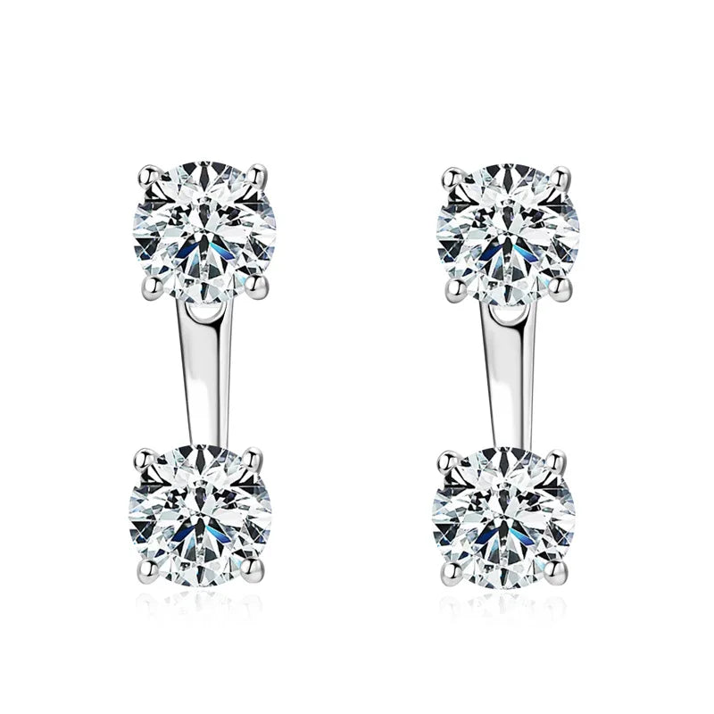 2 in 1 0.5CT Round Brilliant Cut D Color Moissanite Stud Earrings for Women S925 Silver GRA Certified Pierced Earring Gift