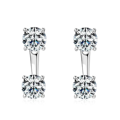 2 in 1 0.5CT Round Brilliant Cut D Color Moissanite Stud Earrings for Women S925 Silver GRA Certified Pierced Earring Gift