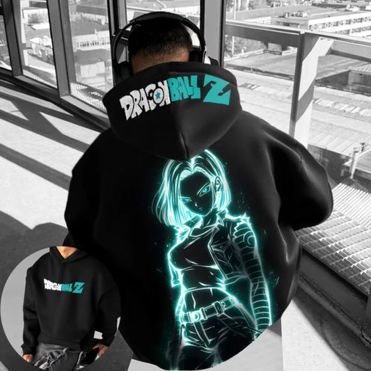 Dragon Ball Men's Hoodie Sweater Android 18 Anime Spring and Autumn Boy Children's Long Sleeve Parent-Child Wear Winter