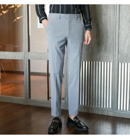 Plus size 40 38 Men Business Solid Suit Pant 2026 Spring Formal Slim Fit Wedding Trouser Mens Brand Fashion Casual Dress Pants
