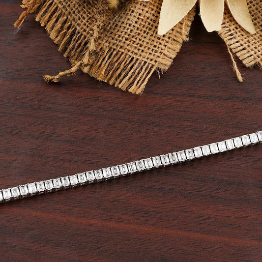 Bracelet Tennis Moissanite Taille Émeraude 0,4/1 Carat avec Certificats, Plaqué Or 18 carats sur Argent Sterling 925, pour Femmes