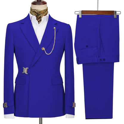New casual Black men's suits slim two-piece business Korean version of the groom and best man wedding dress