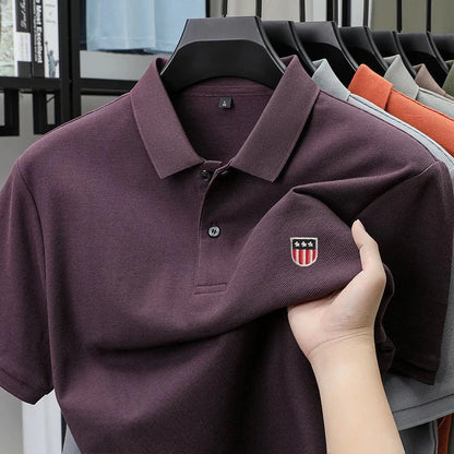 Luxury men's polo shirt brand embroidered short sleeved 100% cotton business casual skin friendly breathable summer new T-shirt