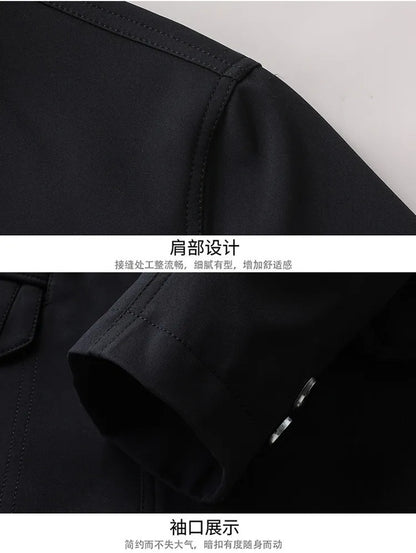 Men's Turn-down Collar Button Jacket Business Casual Outerwear for Male