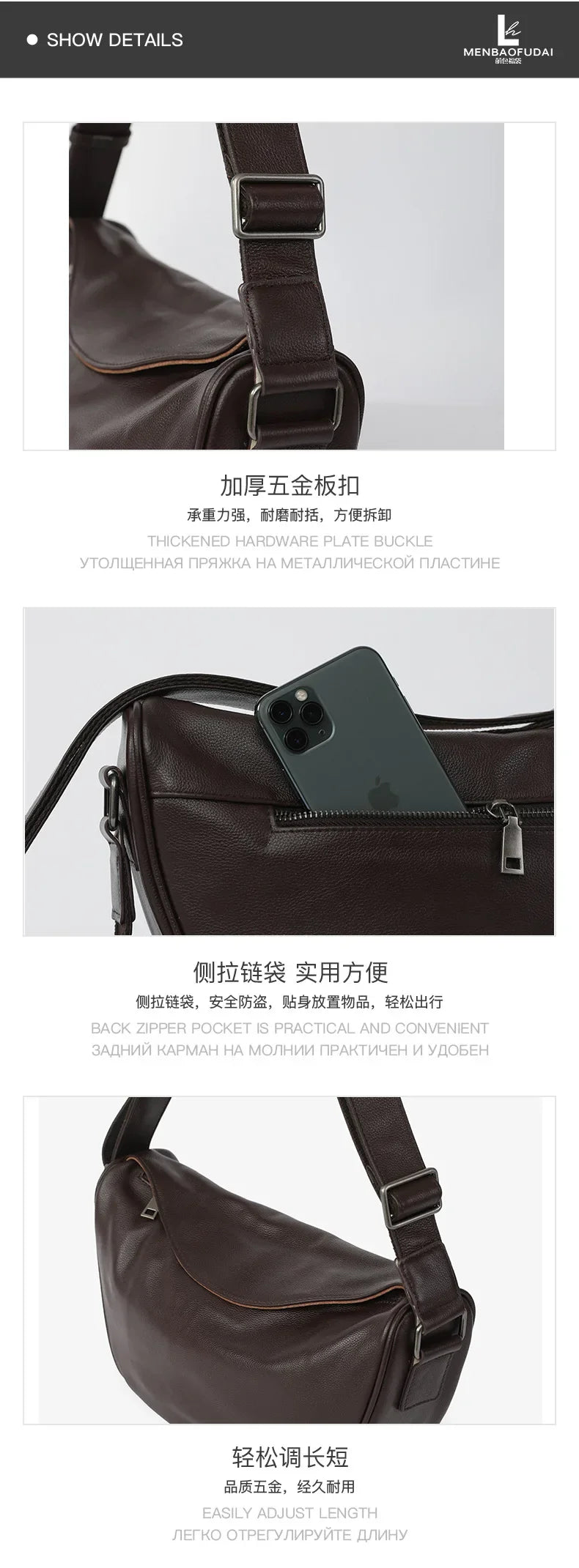 Real Cow Leather High Quality Crossbody Bag for Women Shoulder Bag Top Layer Cowhide Ladies Vintage Fashion Crossbody Handbag