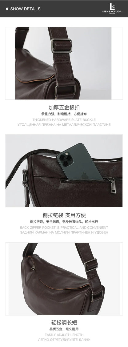 Real Cow Leather High Quality Crossbody Bag for Women Shoulder Bag Top Layer Cowhide Ladies Vintage Fashion Crossbody Handbag