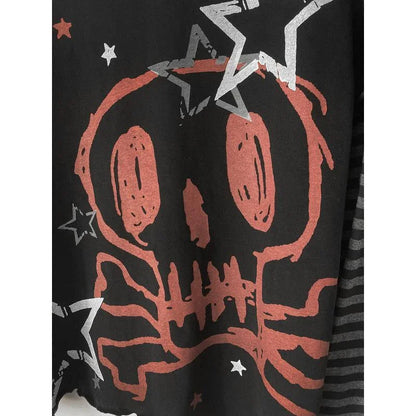 Grunge Y2k Aesthetic T-shirt Emo Scene Skull Dark Graphic Long Sleeve T Shirt Women Punk Cartoon Harajuku Tee Kawaii Top