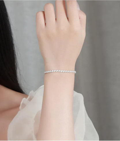Rhombus Shape Full 1.2mm D Color Moissanite Tennis Bracelet For Women 925 Silver Plated 18k Diamond Link Chain Bracelets