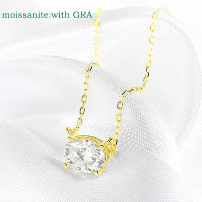 14K Plated 1-3CT Moissanite Necklaces Pendant Women Girls Birthday Gift Chain Lab Diamond Jewelry 925 Sterling Silver GRA