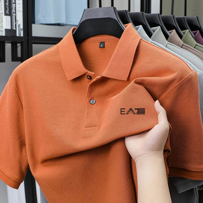 Luxury brand polo shirt short sleeved letter printed men's top summer 100% cotton comfortable breathable casual lapel T-shirt