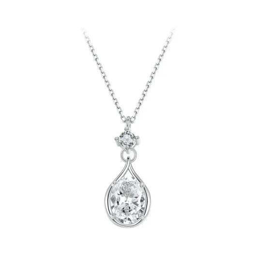 925 Sterling Silver Necklace for Women Cubic Zirconia Round Cut Pendant Necklace Dainty Jewelry Gifts for Women BSN402