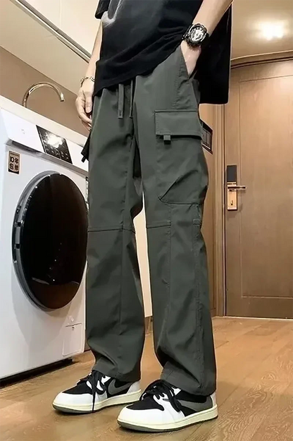 Summer Straight Cargo Pants Mens Multi-Pocket Work Casual Sweatpant Fashiom High Street Outdoor Casual Breathable Loose Trousers