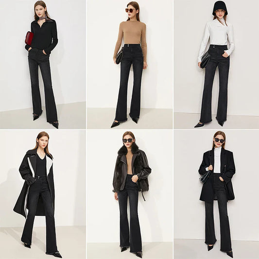Jeans For Woman 2025 Winter New Slim-fit Warm Versatile Flared Pants Simple Commuter Casual Casual Woman Trousers 12344022