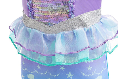 Halloween Costume Mermaid Dress Girl Ruffles Shell Fishtail Frocks Ariel Fantasy Luxury Princess Gown Children Fancy Fairy Dress