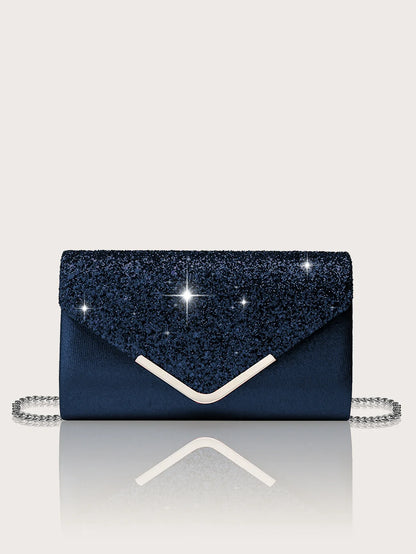 Gorgeous and elegant sparkly women's clutch bag, paired with a gorgeous rhinestone necklace, earrings and bracelet set of four.