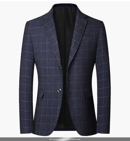 Brand Midlife Mans Blazers 2026 New Spring Autumn Plaid Design Casual Suit Men Classics Comfortable Suit Jacket Men