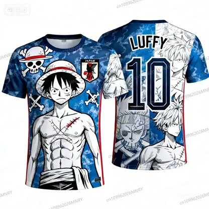Japan One Piece Luffy Football Jersey Men T-shirt Kids Football Special Jersey Kit Adult Men's/Women's Quick-Drying Sweatshirt