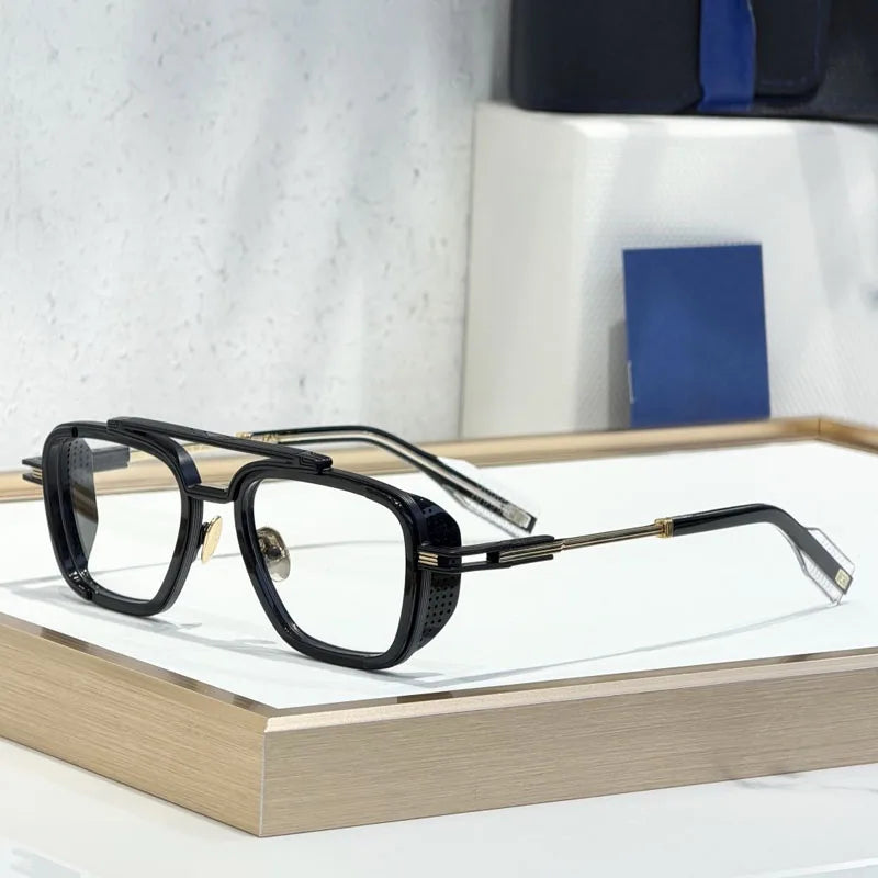 Gradient Square Classical Alloy Sunglasses for Men Women Acetate Luxury Brand Designer UV400 High Quality Eyeglasses with Case