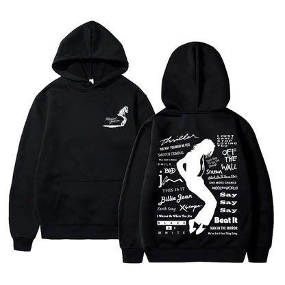 Michael Jackson Album Logo Graphic Hoodie Men Women Vintage Gothic Rock Streetwear Men's Fashion Oversized Sweatshirt Pullover