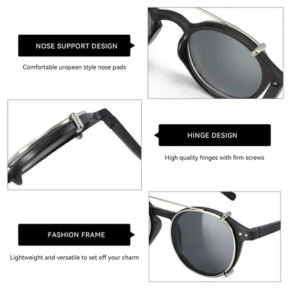 Steampunk Style Clip On Sunglasses for Men Women Anti Blue Light Glasses+Polarized Clip Fashion/Retro Computer Eyewear