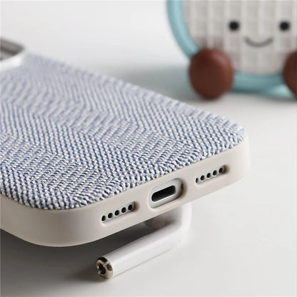 Luxury Tech Woven Canvas Magnetic Case for iphone 16Pro 17Pro 17 15 17Pro Max For Magsafe Original Wireless Charging Matte Cover