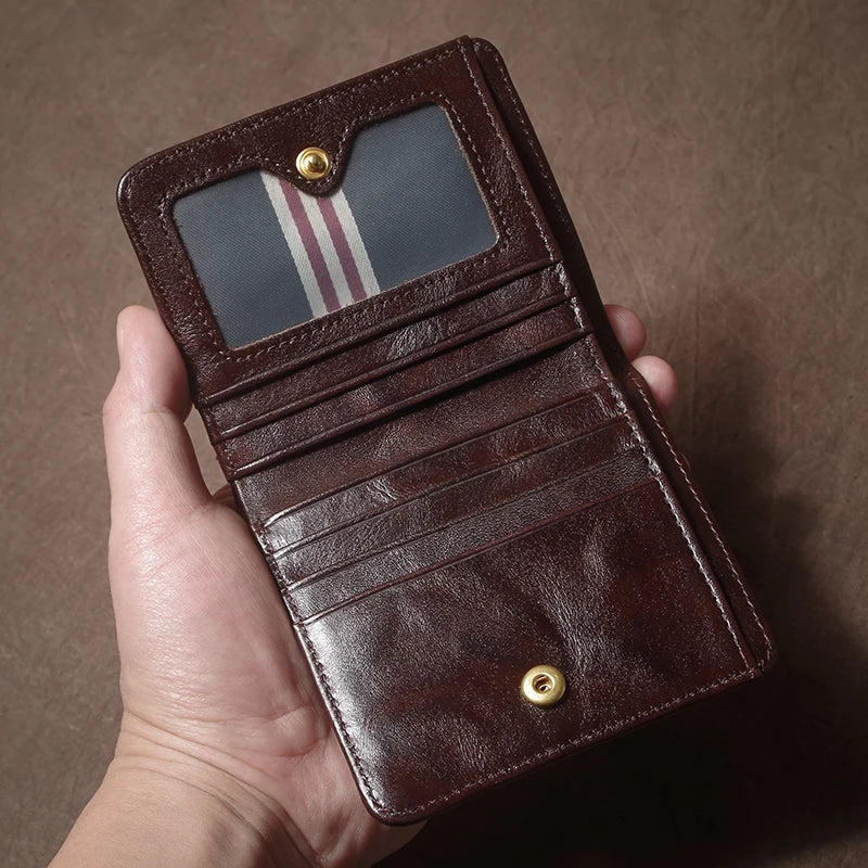 Genuine Leather Wallet High Quality Multi-Card Slots Ultra Slim Lightweight Credit Card Holder Men Women Bifold Money Clip
