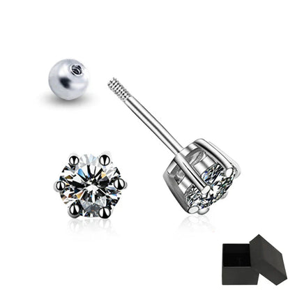 6.5mm Certified Moissanite Stud Earrings for Men Women Created Diamond Studs S925 Rhodium Plated Luxury Quality Jewelry